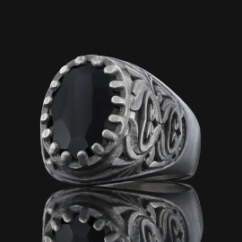 925 Sterling Silver Men Ring with Motif