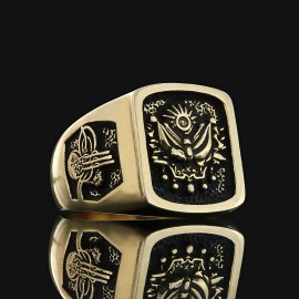 925 Sterling Silver Ottoman State Coat of Arms Ring