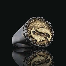 925 Sterling Silver Pisces Sign Ring