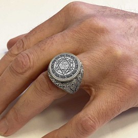 925 Sterling Silver Seal Of Solomon Ring