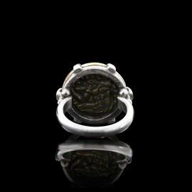 925 Sterling Silver Special Design Greek Drachm of Naxos Coin Women Ring