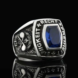 925 Sterling Silver Stony Einigkeit Recht Freiheit Germany Ring