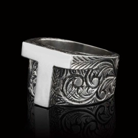 925 Sterling Silver T Letter Ring