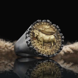 925 Sterling Silver Taurus Sign Ring