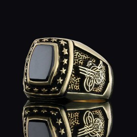 925 Sterling Silver Tughra Ring with Stars
