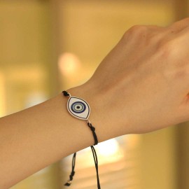 925 Sterling Silver Turkish Blue Evil Eye Beads Bracelet