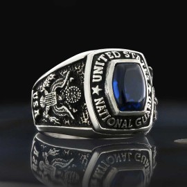 925 Sterling Silver United States National Guard Ring