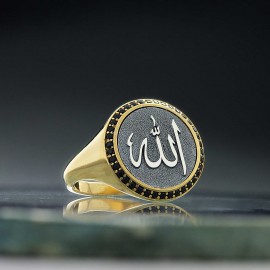 925 Sterling Special Design Round Silver Islamic Allah Women Ring