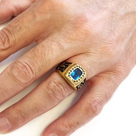 Acacia with Stone Masonic Ring, Master Mason Ring
