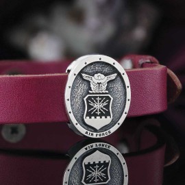 Custom Oval us Air Force Leather Bracelet