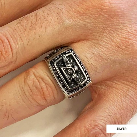 All Seeing Eye Ring, Signet Mason Ring, Mason Jewelry