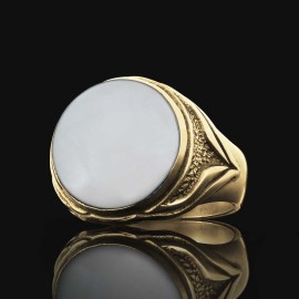 Amber Stone Silver Men Ring