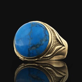 Amber Stone Silver Men Ring