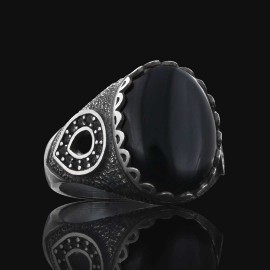 Amber Stone Silver Ring 925 Sterling