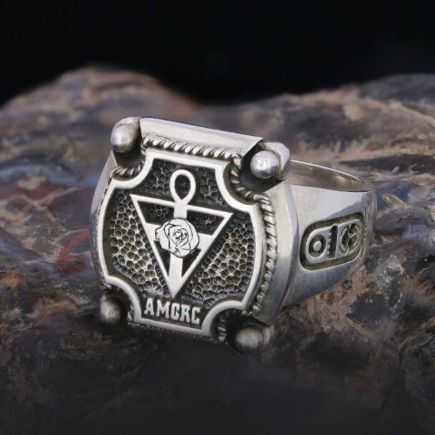 Amorc Jewelry, Spiritual Emblem of the AMORC Ring, Special Design Rose Crucis Silver Ring