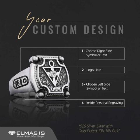Amorc Jewelry, Spiritual Emblem of the AMORC Ring, Special Design Rose Crucis Silver Ring