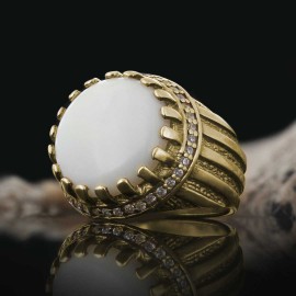 Angora Pearl Stone Ring Sterling Silver 925 Sterling