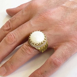 Angora Pearl Stone Ring Sterling Silver 925 Sterling