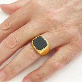 Aqeeq Stone Silver Men Ring