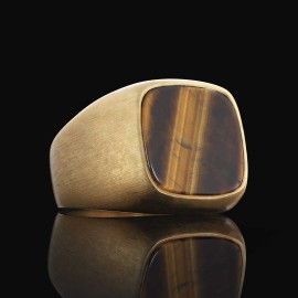 Aqeeq Stone Silver Men Ring