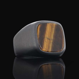Aqeeq Stone Silver Men Ring