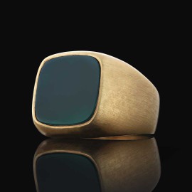 Aqeeq Stone Silver Men Ring