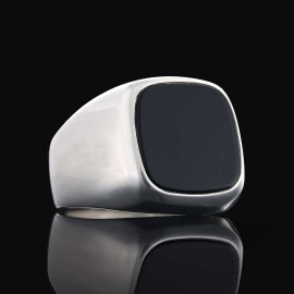 Aqeeq Stone Silver Men Ring