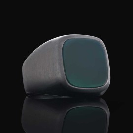 Aqeeq Stone Silver Men Ring