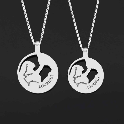 Aquarius Handmade Pendant, Sterling Silver Aquarius Necklace, Aquarius Jewelry, Horoscope Aquarius Necklace