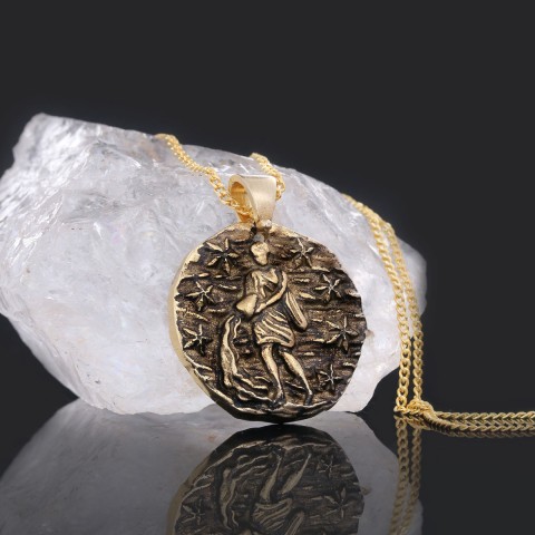 Aquarius Pendant, Unique Zodiac Jewelry, Sterling Silver Astrology Necklace, Water Bearer Charm, Gift for Aquarius