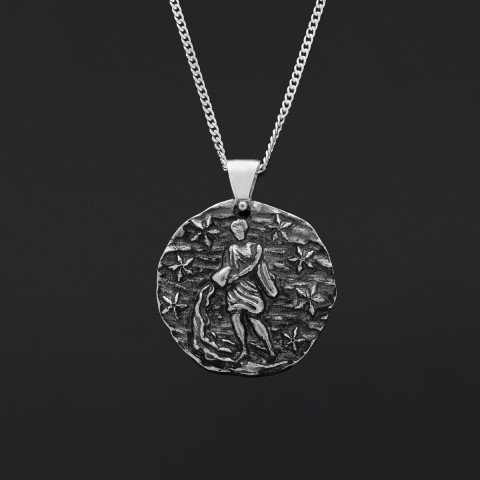 Aquarius Pendant, Unique Zodiac Jewelry, Sterling Silver Astrology Necklace, Water Bearer Charm, Gift for Aquarius