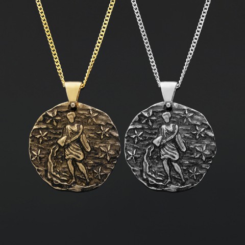Aquarius Pendant, Unique Zodiac Jewelry, Sterling Silver Astrology Necklace, Water Bearer Charm, Gift for Aquarius