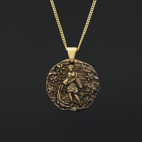 Aquarius Pendant, Unique Zodiac Jewelry, Sterling Silver Astrology Necklace, Water Bearer Charm, Gift for Aquarius
