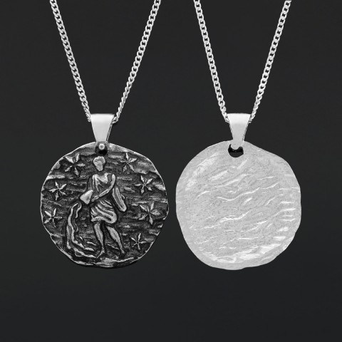 Aquarius Pendant, Unique Zodiac Jewelry, Sterling Silver Astrology Necklace, Water Bearer Charm, Gift for Aquarius