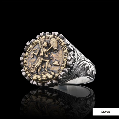 Aquarius Sign Ring, 925 Sterling Silver Aquarius Sign Ring