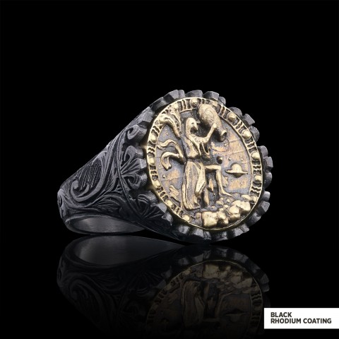 Aquarius Sign Ring, 925 Sterling Silver Aquarius Sign Ring