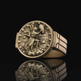Aquarius Zodiac Round Ring