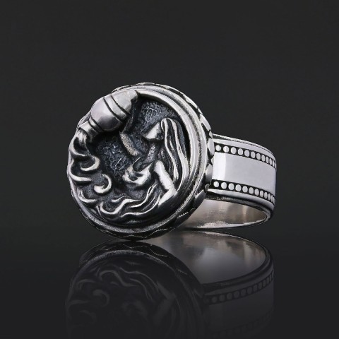 Aquarius Zodiac Silver Ring