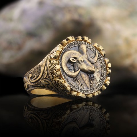 Aries Sign Ring, 925 Sterling Silver Aries Sign Ring