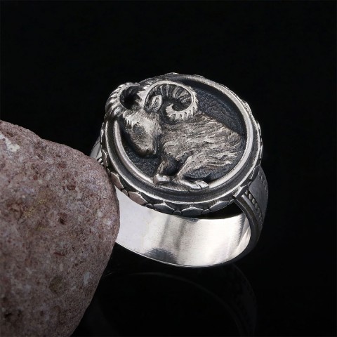 Aries Zodiac Silver Ring
