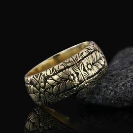 Special Design Floral Motif Sterling Silver Wedding Ring
