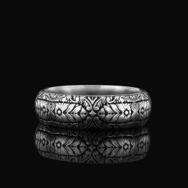 Special Design Floral Motif Sterling Silver Wedding Ring