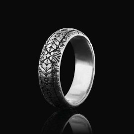 Special Design Floral Motif Sterling Silver Wedding Ring