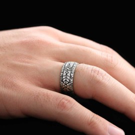 Special Design Floral Motif Sterling Silver Wedding Ring