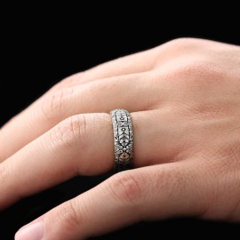 Special Design Floral Motif Sterling Silver Wedding Ring