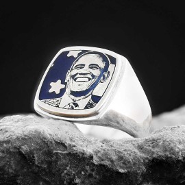 Barack Obama Photo Ring, Photo Ring, Customized with Your Special Moment