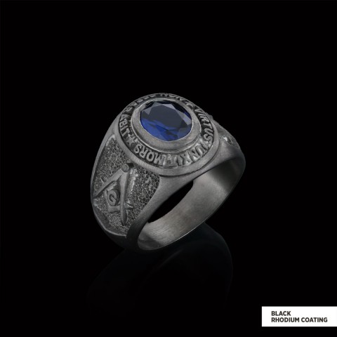 Blue Stone Masonic Round Ring, Mystic Guardian Mason Ring, Phantom Mason Ring