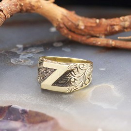 Bold Letter Z Monogram 925 Sterling Silver Women Ring