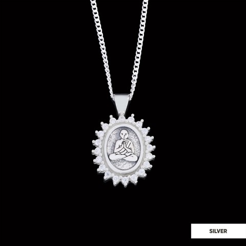Buddha Necklace, Buddha Silver Pendant, Religious Necklace, Buddhist Gift, Goddess of Mercy Pendant