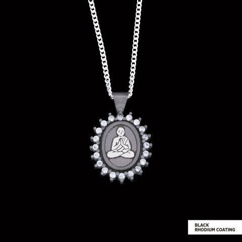 Buddha Necklace, Buddha Silver Pendant, Religious Necklace, Buddhist Gift, Goddess of Mercy Pendant